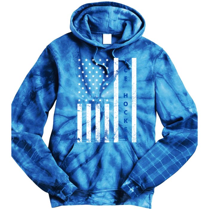 Ice Hockey Proud Usa Flag Vintage Ice Hockey Gift Tie Dye Hoodie