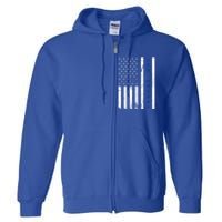 Ice Hockey Proud Usa Flag Vintage Ice Hockey Gift Full Zip Hoodie