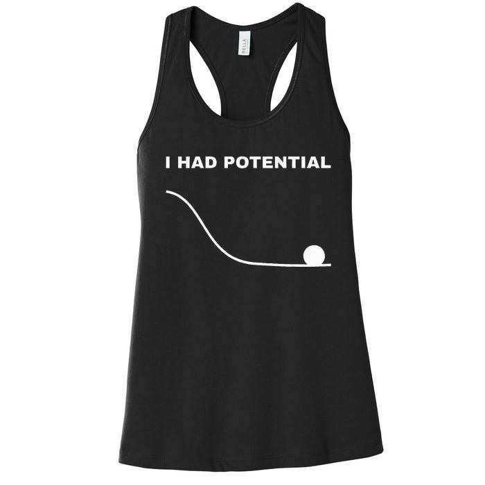 I Had Potential Funny Physics Science Women's Racerback Tank