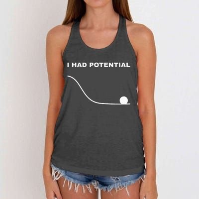 I Had Potential Funny Physics Science Women's Knotted Racerback Tank