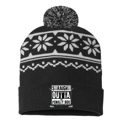 Ice Hockey Player Gift Straight Outta The Penalty Box USA-Made Snowflake Beanie