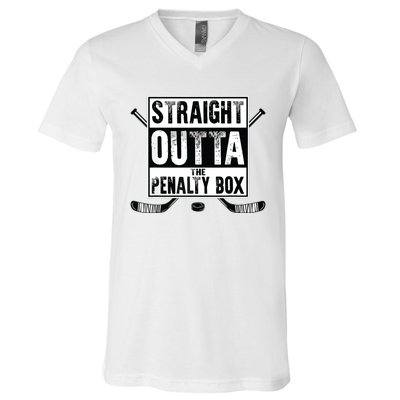 Ice Hockey Player Gift Straight Outta The Penalty Box V-Neck T-Shirt