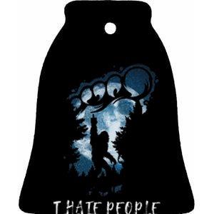 I Hate People Bigfoot Middle Finger Sasquatch Lovers Ceramic Bell Ornament