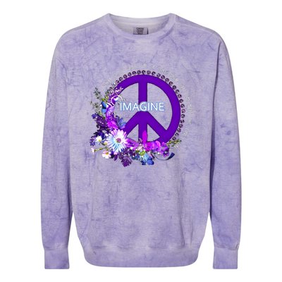 Imagine Hippie People Living Life In Peace Love Gift Colorblast Crewneck Sweatshirt