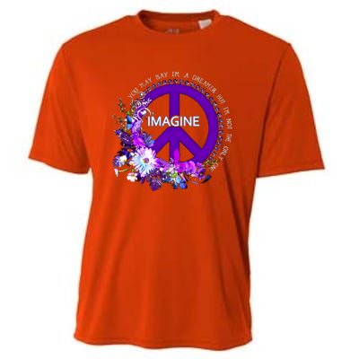 Imagine Hippie People Living Life In Peace Love Gift Cooling Performance Crew T-Shirt