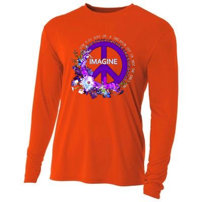 Imagine Hippie People Living Life In Peace Love Gift Cooling Performance Long Sleeve Crew