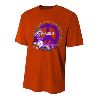 Imagine Hippie People Living Life In Peace Love Gift Performance Sprint T-Shirt