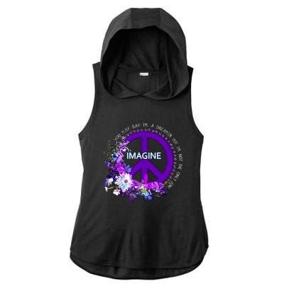 Imagine Hippie People Living Life In Peace Love Gift Ladies PosiCharge Tri-Blend Wicking Draft Hoodie Tank