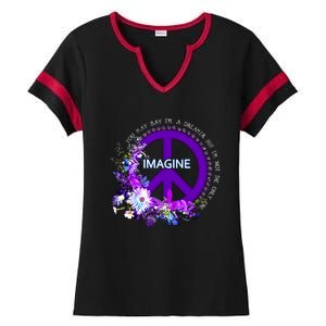 Imagine Hippie People Living Life In Peace Love Gift Ladies Halftime Notch Neck Tee