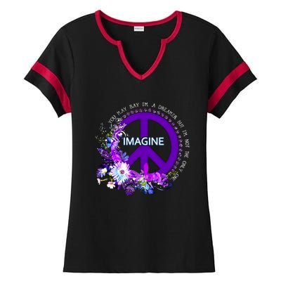 Imagine Hippie People Living Life In Peace Love Gift Ladies Halftime Notch Neck Tee