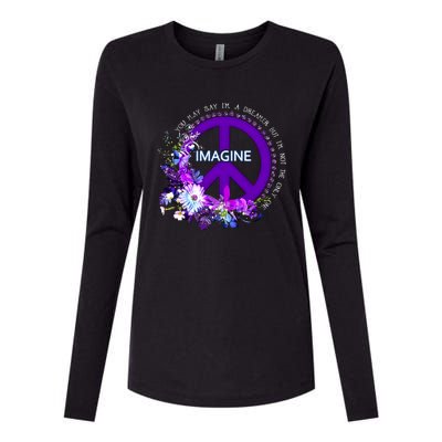 Imagine Hippie People Living Life In Peace Love Gift Womens Cotton Relaxed Long Sleeve T-Shirt