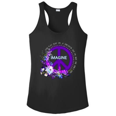 Imagine Hippie People Living Life In Peace Love Gift Ladies PosiCharge Competitor Racerback Tank