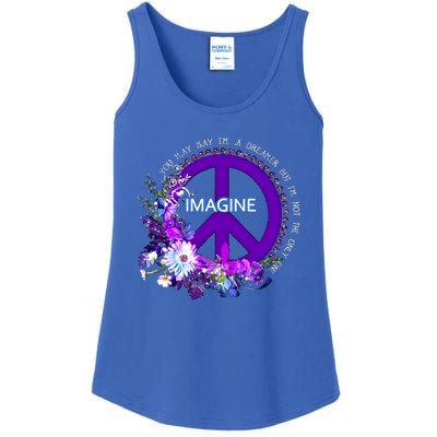 Imagine Hippie People Living Life In Peace Love Gift Ladies Essential Tank