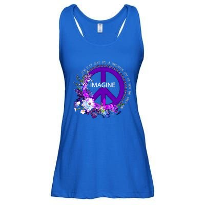 Imagine Hippie People Living Life In Peace Love Gift Ladies Essential Flowy Tank