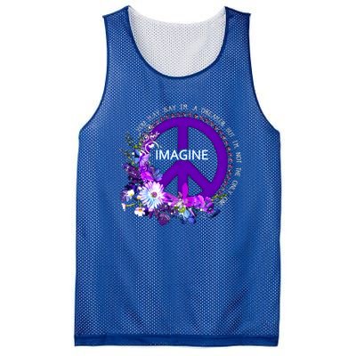 Imagine Hippie People Living Life In Peace Love Gift Mesh Reversible Basketball Jersey Tank