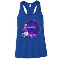 Imagine Hippie People Living Life In Peace Love Gift Women's Racerback Tank