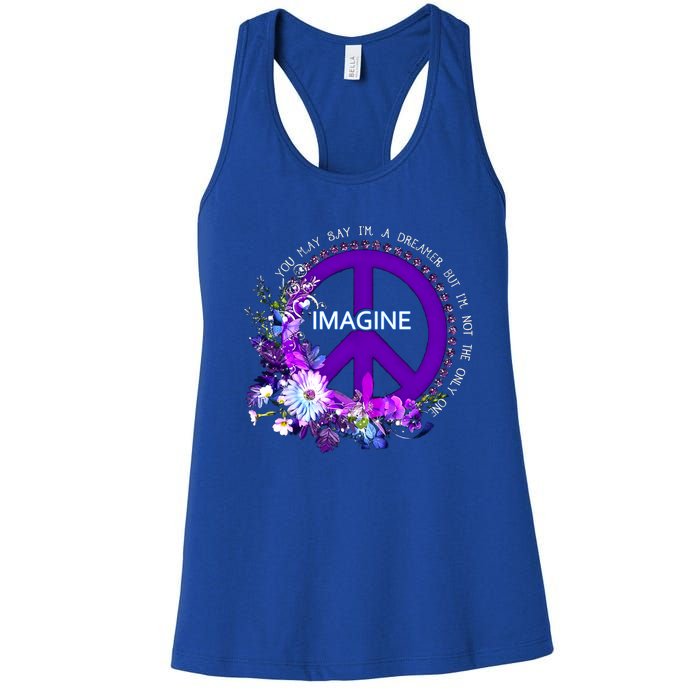 Imagine Hippie People Living Life In Peace Love Gift Women's Racerback Tank