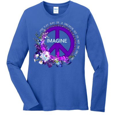 Imagine Hippie People Living Life In Peace Love Gift Ladies Long Sleeve Shirt