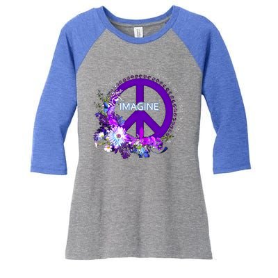 Imagine Hippie People Living Life In Peace Love Gift Women's Tri-Blend 3/4-Sleeve Raglan Shirt