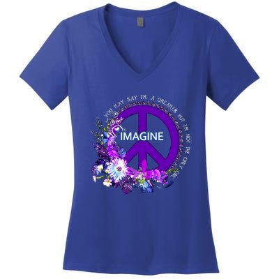 Imagine Hippie People Living Life In Peace Love Gift Women's V-Neck T-Shirt