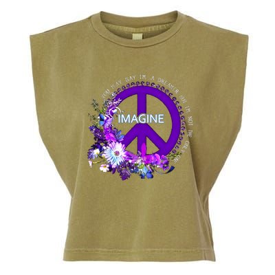 Imagine Hippie People Living Life In Peace Love Gift Garment-Dyed Women's Muscle Tee