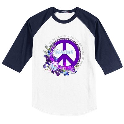 Imagine Hippie People Living Life In Peace Love Gift Baseball Sleeve Shirt