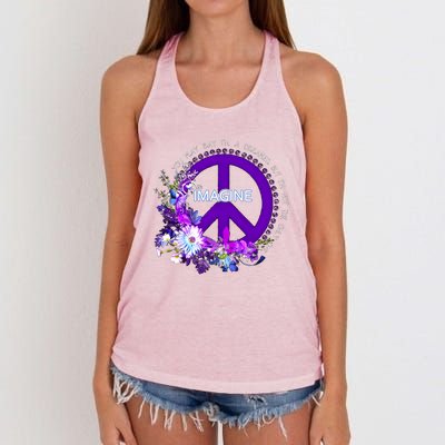 Imagine Hippie People Living Life In Peace Love Gift Women's Knotted Racerback Tank