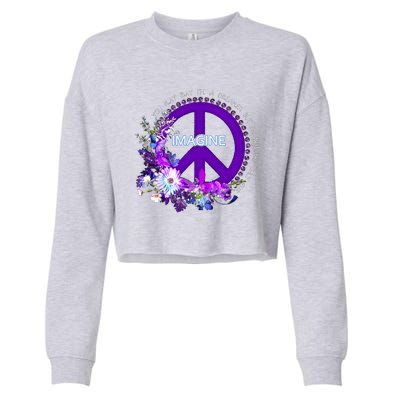 Imagine Hippie People Living Life In Peace Love Gift Cropped Pullover Crew