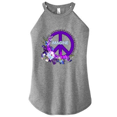 Imagine Hippie People Living Life In Peace Love Gift Women's Perfect Tri Rocker Tank