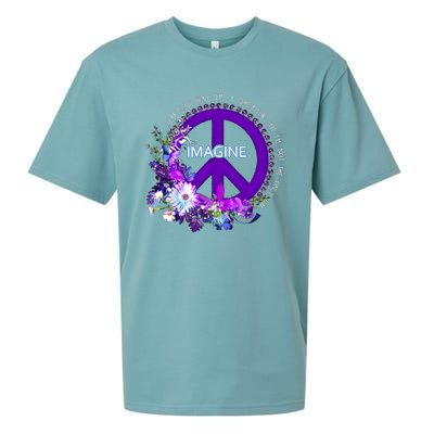 Imagine Hippie People Living Life In Peace Love Gift Sueded Cloud Jersey T-Shirt