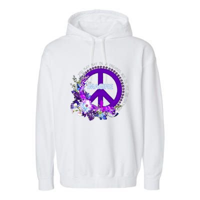 Imagine Hippie People Living Life In Peace Love Gift Garment-Dyed Fleece Hoodie