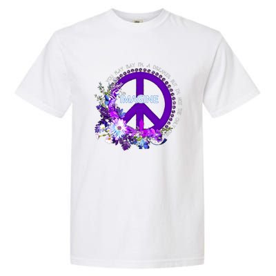 Imagine Hippie People Living Life In Peace Love Gift Garment-Dyed Heavyweight T-Shirt