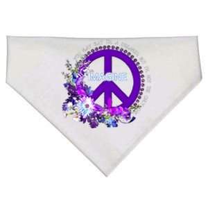 Imagine Hippie People Living Life In Peace Love Gift USA-Made Doggie Bandana