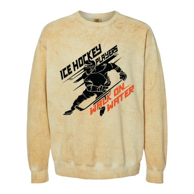 Ice Hockey Players Walk On Water Superpower Gift Colorblast Crewneck Sweatshirt