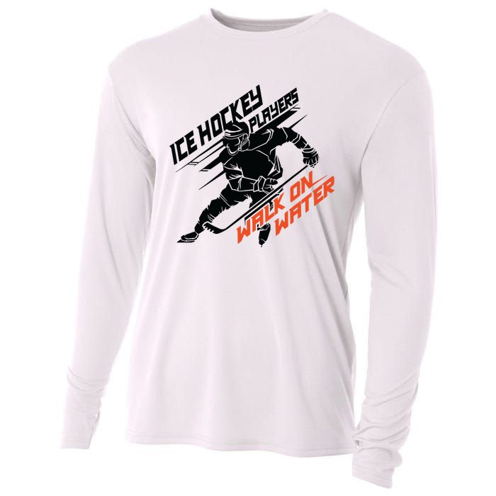 Ice Hockey Players Walk On Water Superpower Gift Cooling Performance Long Sleeve Crew