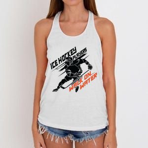 Ice Hockey Players Walk On Water Superpower Gift Women's Knotted Racerback Tank