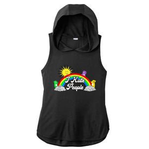 I Hate People Rainbow Printed Graphic Ladies PosiCharge Tri-Blend Wicking Draft Hoodie Tank