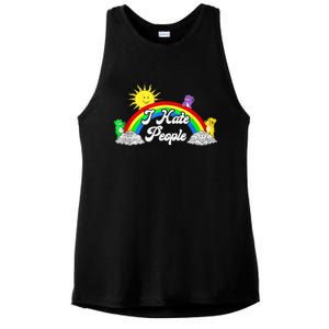 I Hate People Rainbow Printed Graphic Ladies PosiCharge Tri-Blend Wicking Tank