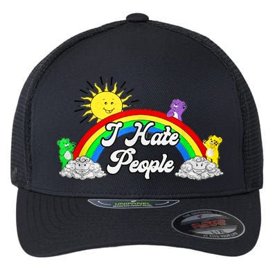 I Hate People Rainbow Printed Graphic Flexfit Unipanel Trucker Cap