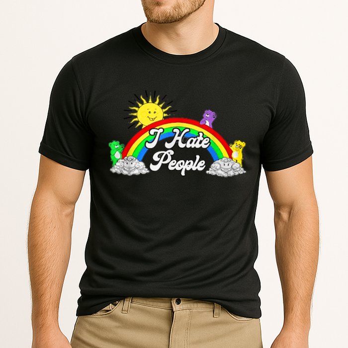 I Hate People Rainbow Printed Graphic Cooling Performance Crew T-Shirt