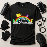 I Hate People Rainbow Printed Graphic Cooling Performance Crew T-Shirt