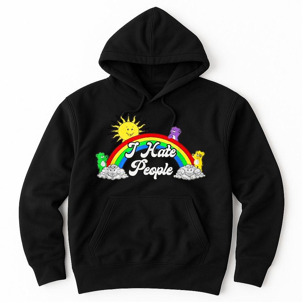 I Hate People Rainbow Printed Graphic Hoodie