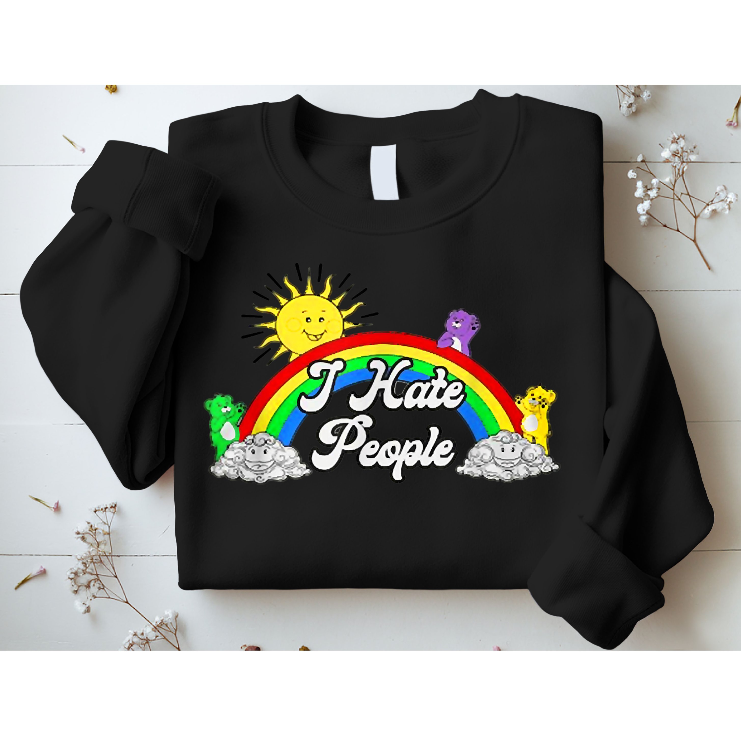 I Hate People Rainbow Printed Graphic Sweatshirt