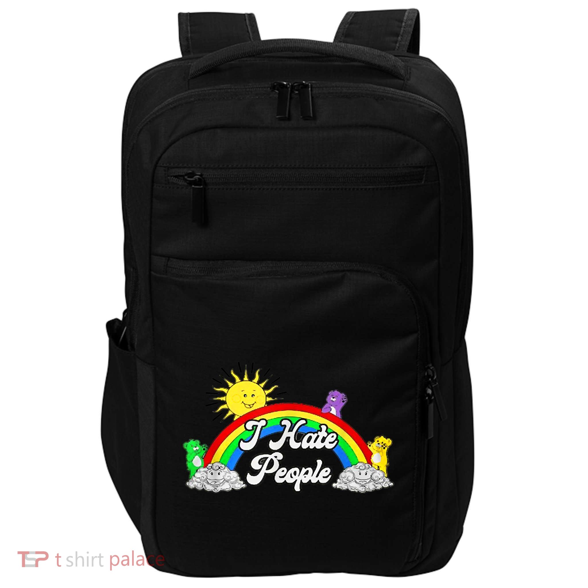 I Hate People Rainbow Printed Graphic Impact Tech Backpack