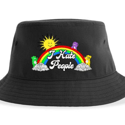I Hate People Rainbow Printed Graphic Sustainable Bucket Hat