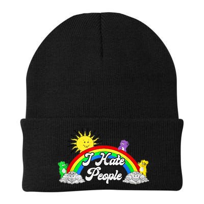 I Hate People Rainbow Printed Graphic Beanie