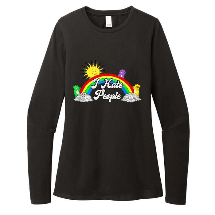 I Hate People Rainbow Printed Graphic Womens CVC Long Sleeve Shirt