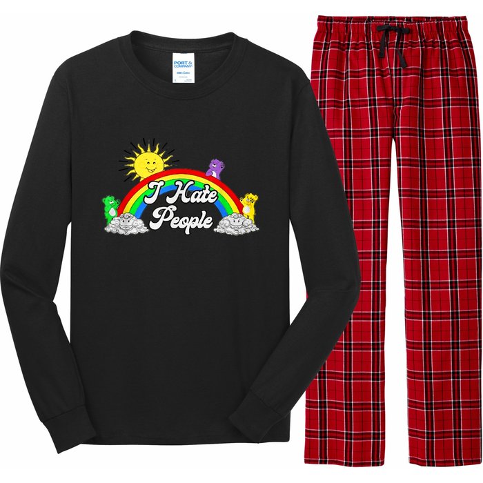 I Hate People Rainbow Printed Graphic Long Sleeve Pajama Set