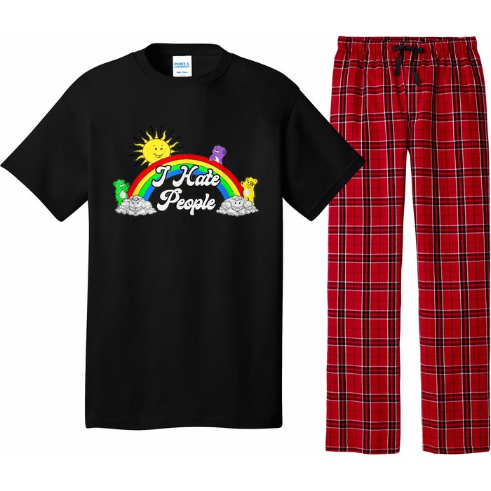 I Hate People Rainbow Printed Graphic Pajama Set