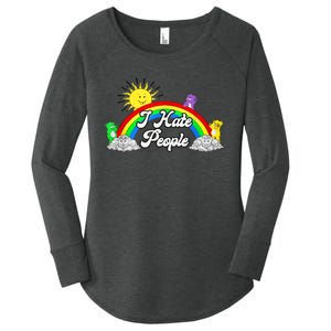 I Hate People Rainbow Printed Graphic Women's Perfect Tri Tunic Long Sleeve Shirt